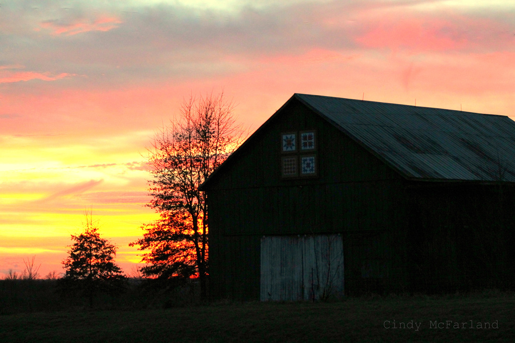 Day 365 - Quilt Barn at Sunset  by cindymc