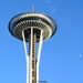 Seattle Space Needle and Moon by byrdlip