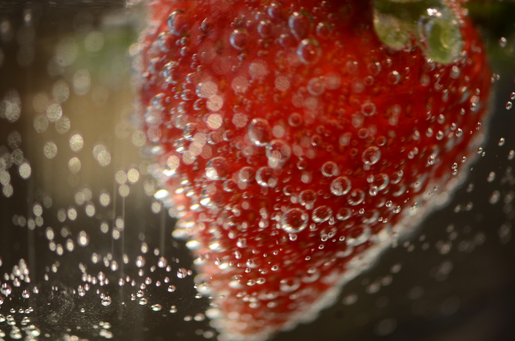 Strawberry with bubbles by kathyladley