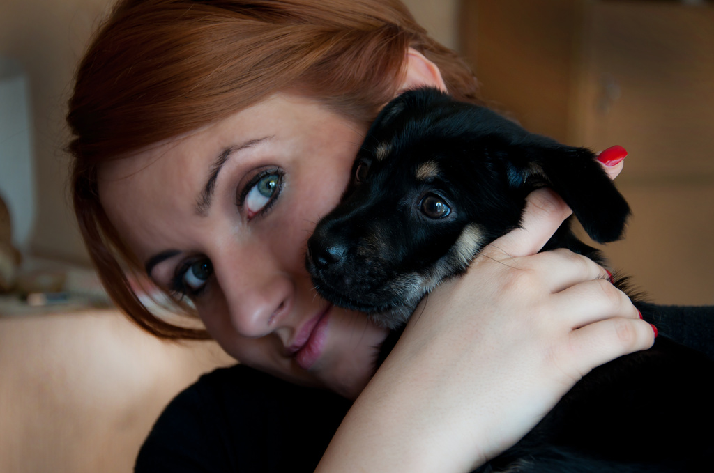My sister with puppy by walia