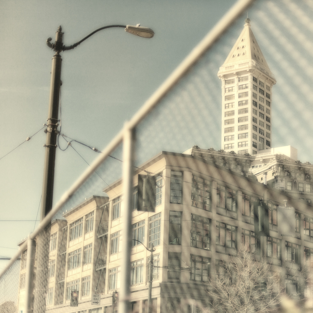 The Majestic Smith Tower In The Background And Tashiro Kaplan Building in Front by seattle