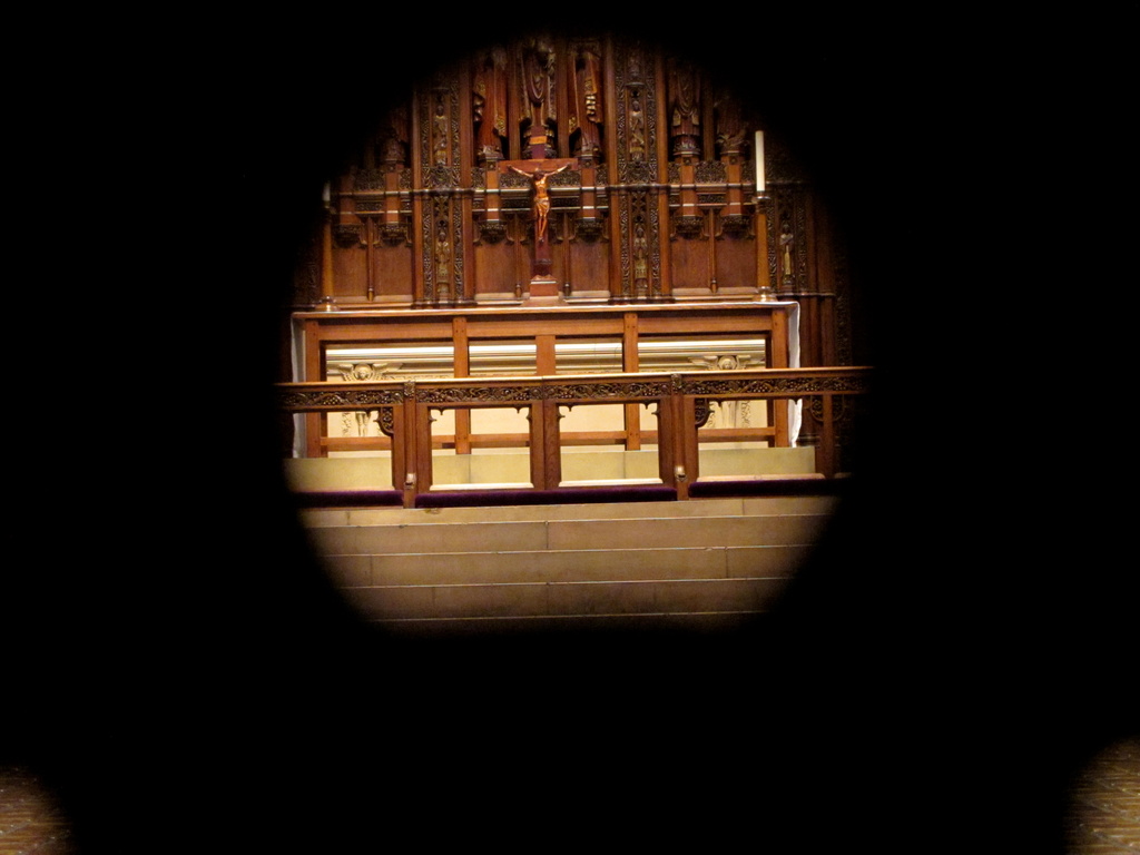 The cross through the prayer desk by corktownmum