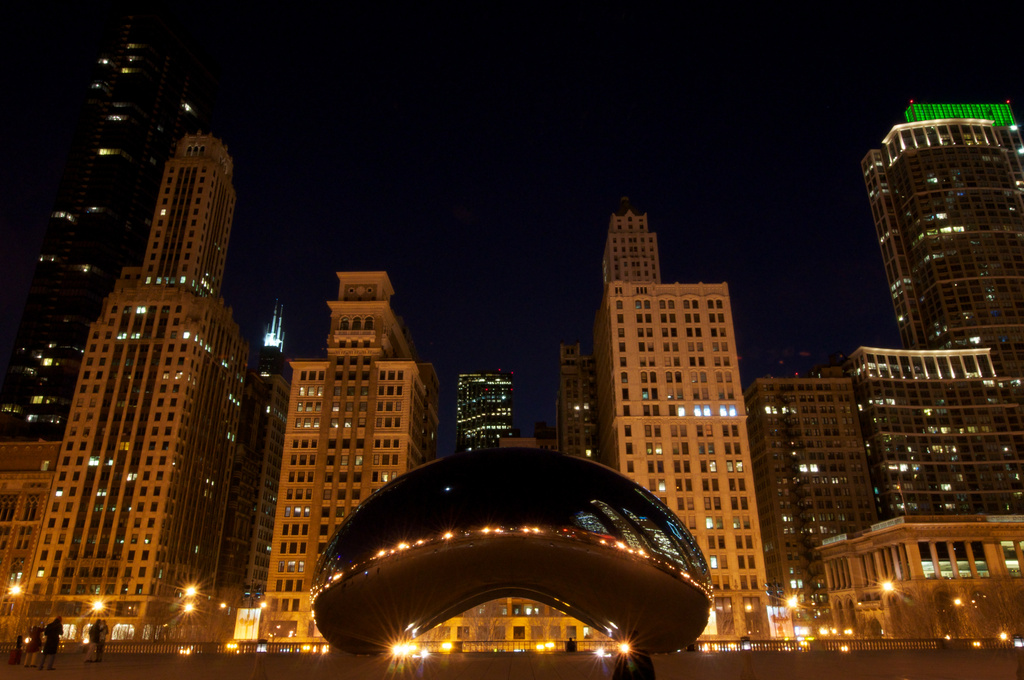Chicago's Bean on a Cold Spring Night by taffy