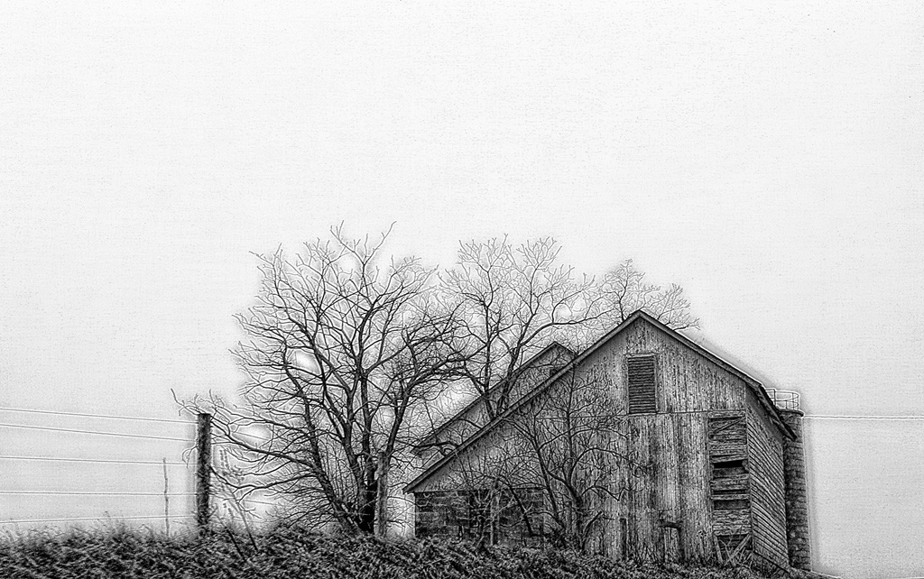 Old Barn In Soft Pencil by digitalrn