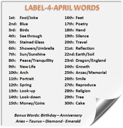 29th Mar 2013 - Label-4-April Words