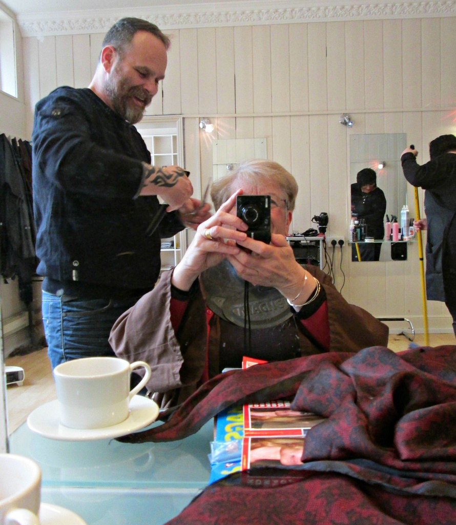 'portrait and selfie': at the hairdresser's  by quietpurplehaze