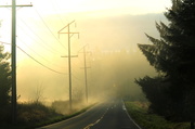 16th Apr 2013 - Sunrise, fog, lonesome road.
