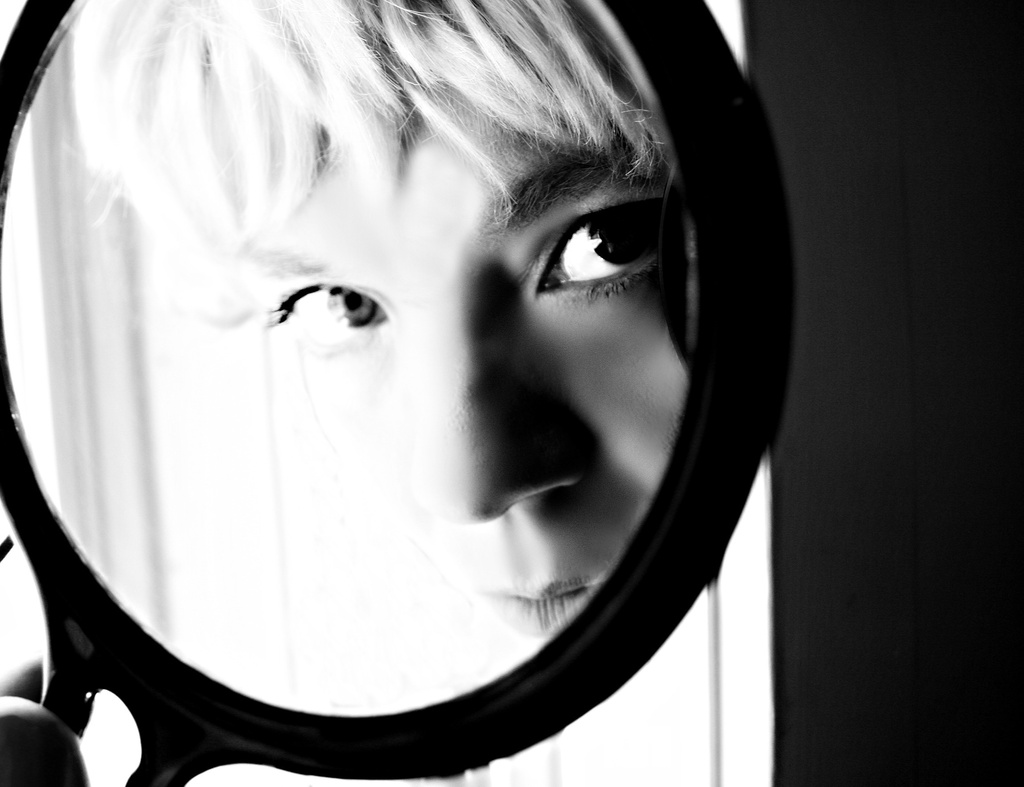 me in a mirror in black and white by edie