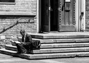 27th May 2013 - reading on the church steps