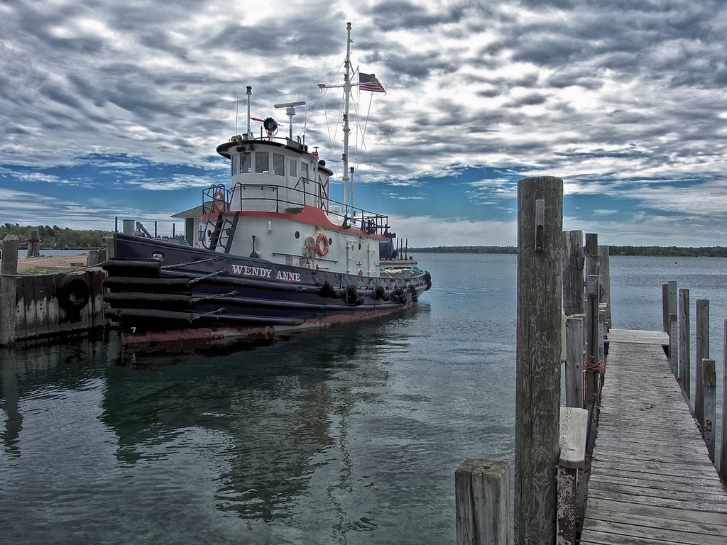 Wendy Anne Tugboat in the Beaver Island Harbor by taffy