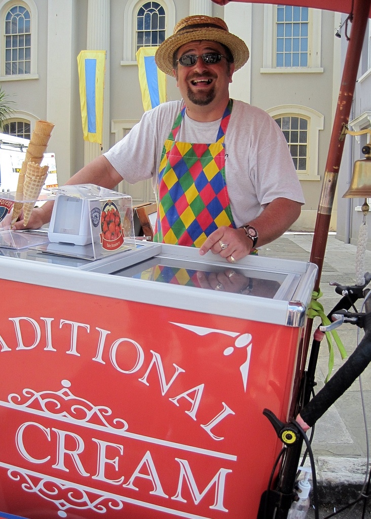 the ice-cream seller - happy in his work by quietpurplehaze