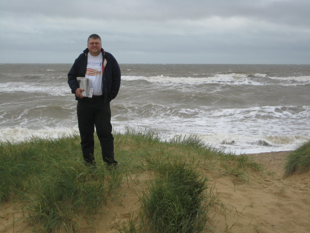 Chris and a Rough Sea at Walberswick by susiemc