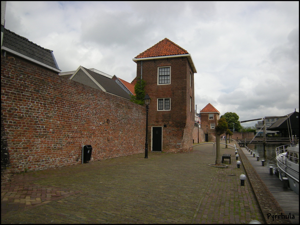 City wall and towers of the town Leerdam by pyrrhula