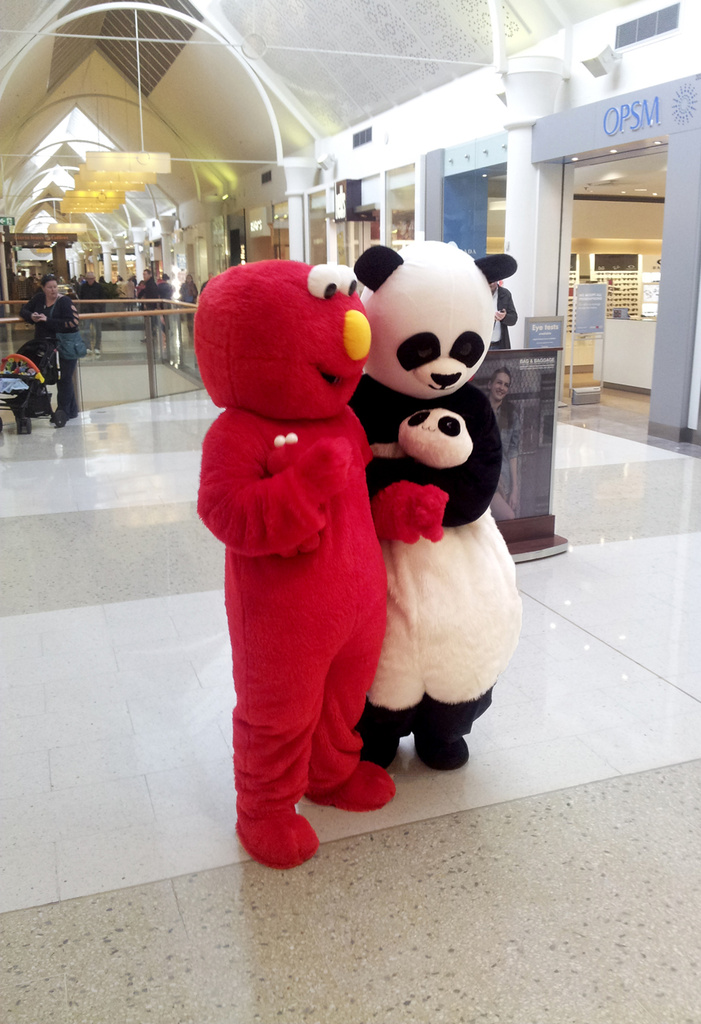Elmo and Panda by onewing
