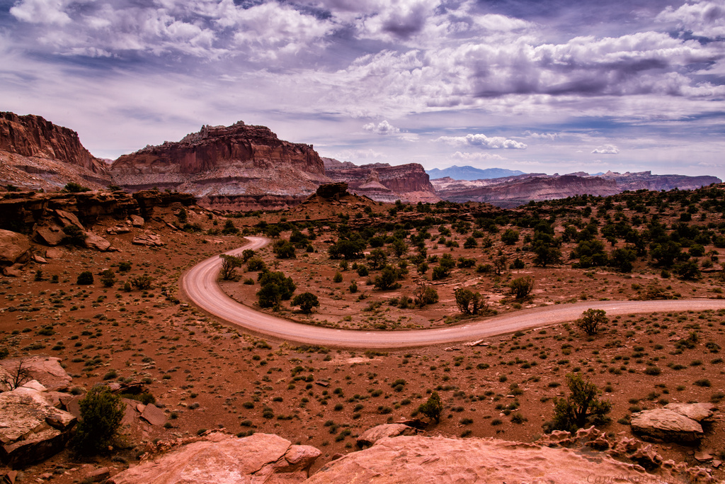 Road Snaking Through Capital Reef  by jgpittenger