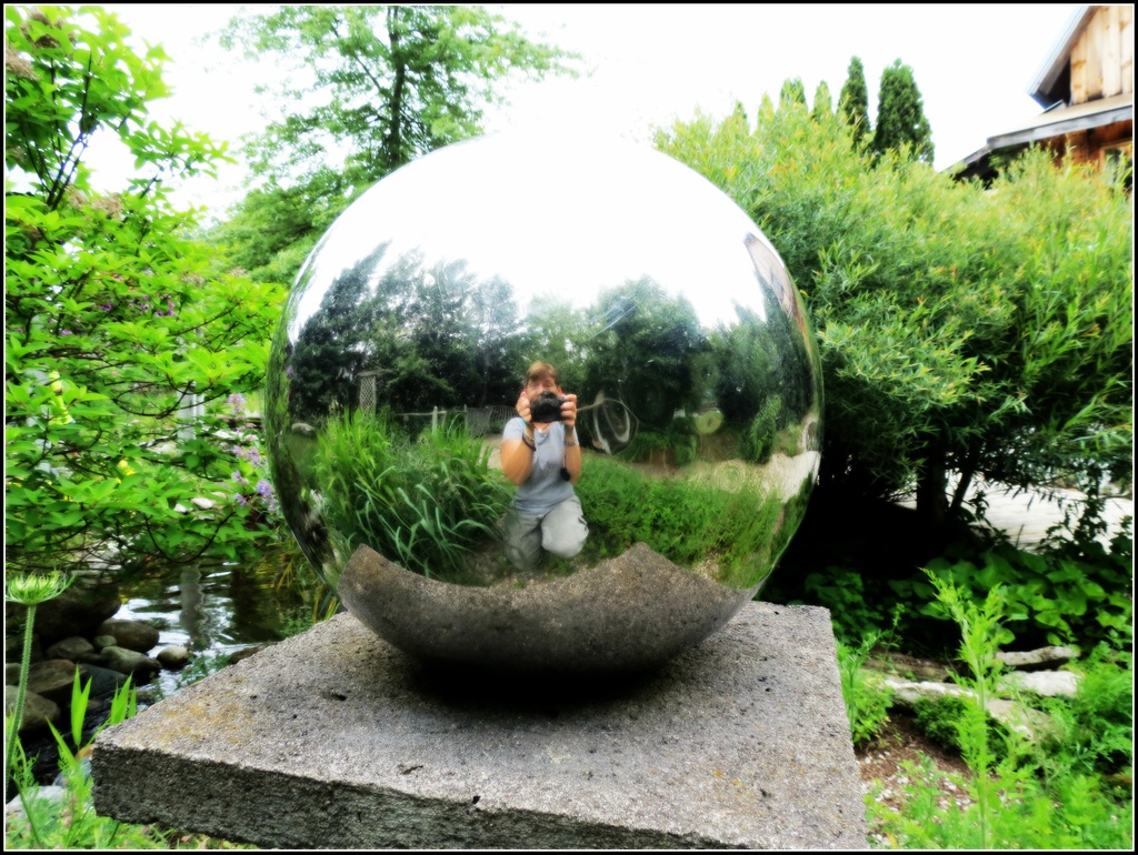Selfie in a Metal Gazing Ball by juliedduncan