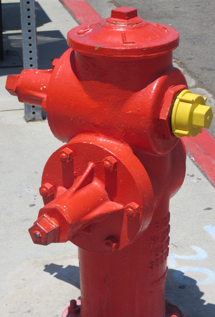 Red Hydrant on Hot Summer Day by lisasutton