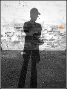 23rd Aug 2013 - Brick Wall and Decrepit Asphalt Shadow-Selfie