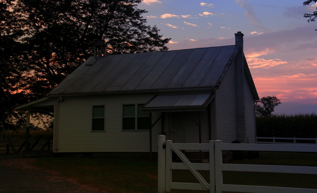 Amish School Sunset In Color by digitalrn