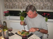 10th Sep 2013 - Brother-in-law tucking into roast chicken.