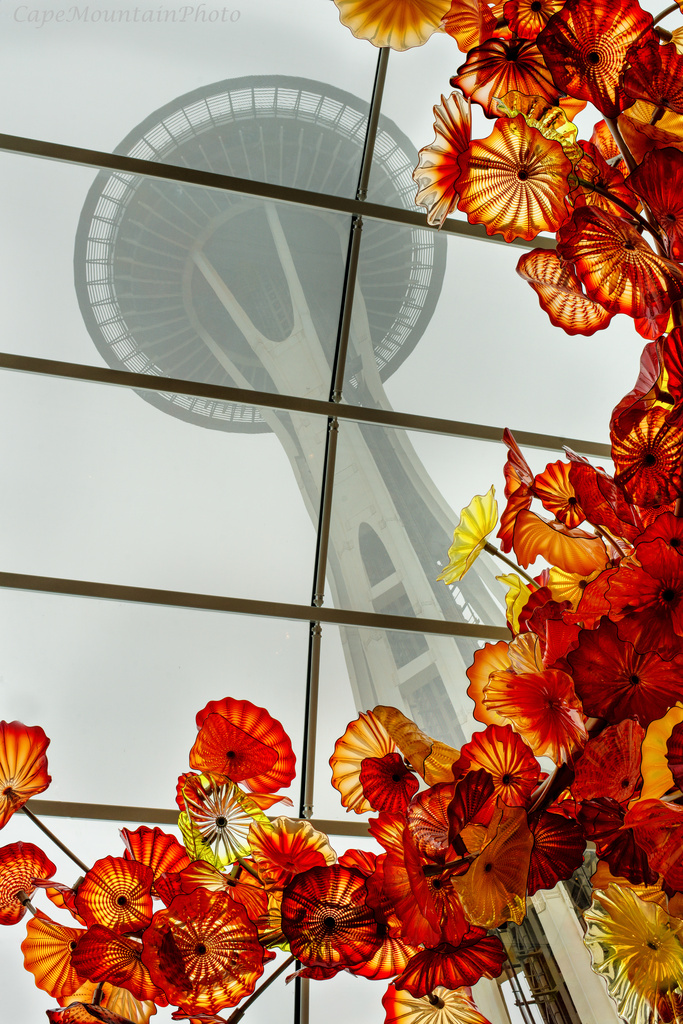 Space Needle Framed By Chihuly Glass  by jgpittenger