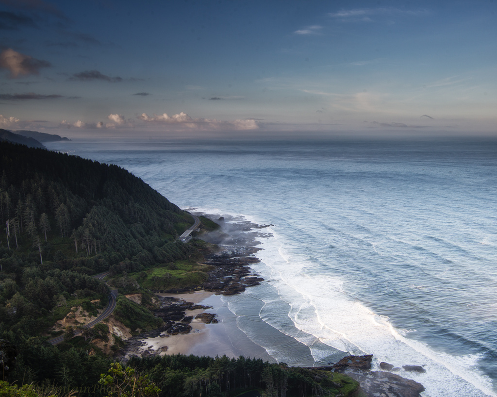 Looking South At Dawn from Cape Perpetua by jgpittenger