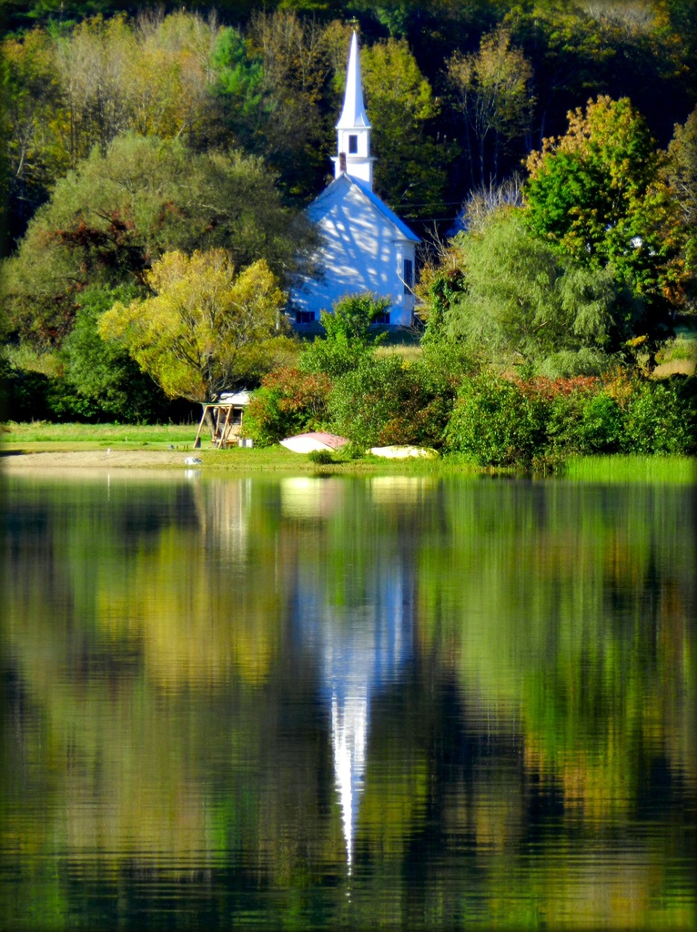 White Church On The Lake by paintdipper