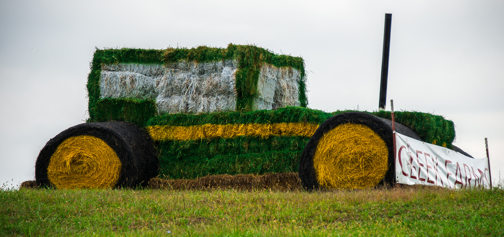Tractor made of hay bales by kathyladley