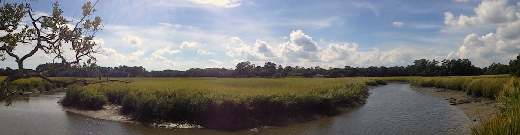 Old Towne Creek and marsh panorama, Charles Towne Landing State Historic Park, Charleston SC by congaree