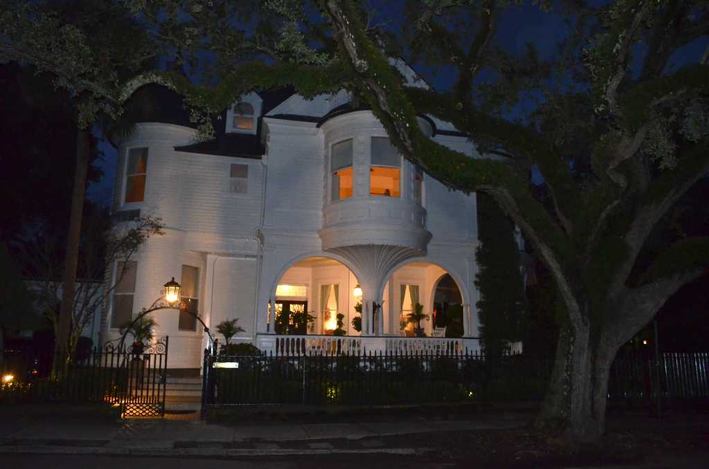 Bed and breakfast at night, historic district near The Battery, Charleston, SC by congaree