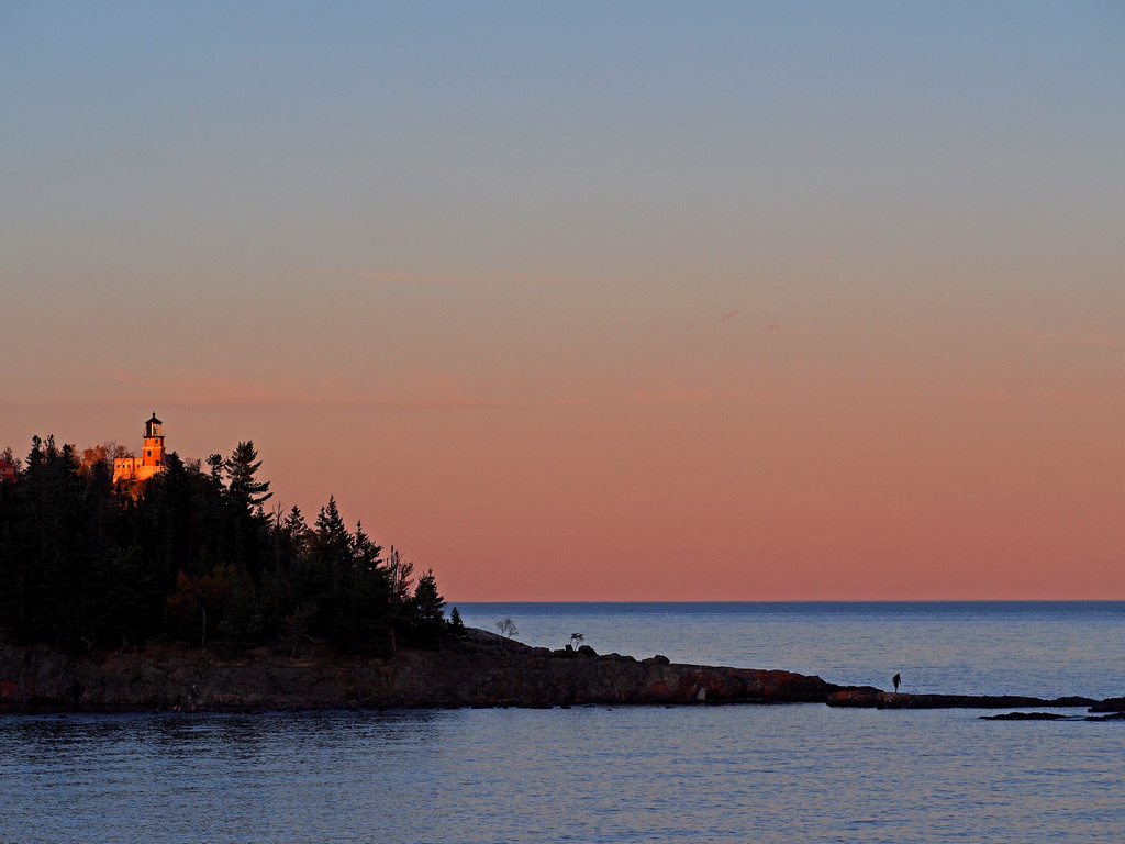 Split Rock Lighthouse at Sunset by tosee