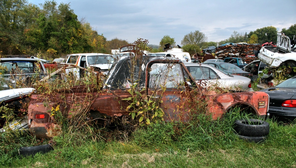 Truck at the auto junkyard by mittens