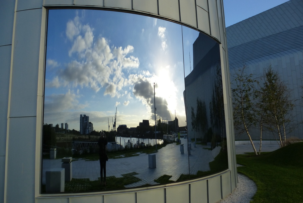 Reflections at Riverside Museum of Transport, by the Clyde in Glasgow by quietpurplehaze