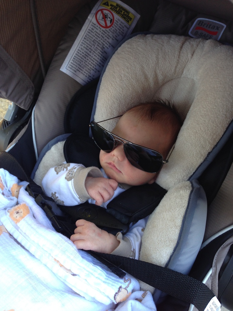 It was a little bright out, she borrowed daddy's sunglasses.  by doelgerl