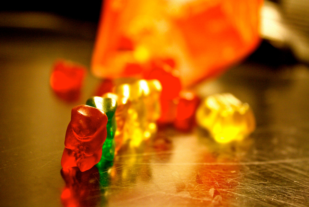 Gummy bears...evacuating the bag... by fauxtography365