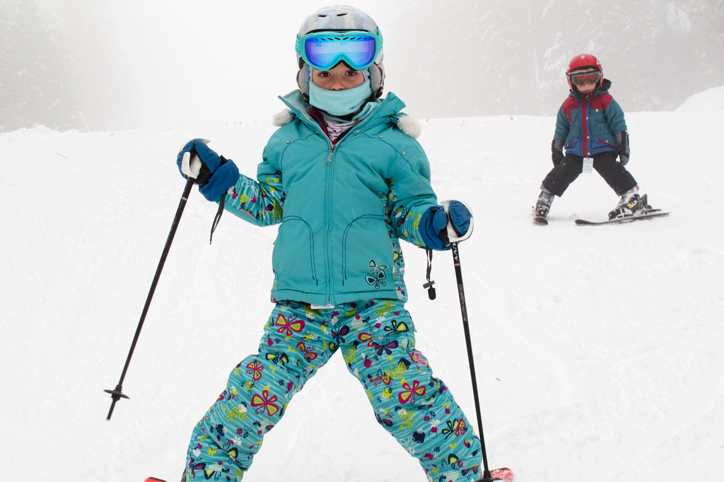 Skiing with the kids on opening day by kiwichick