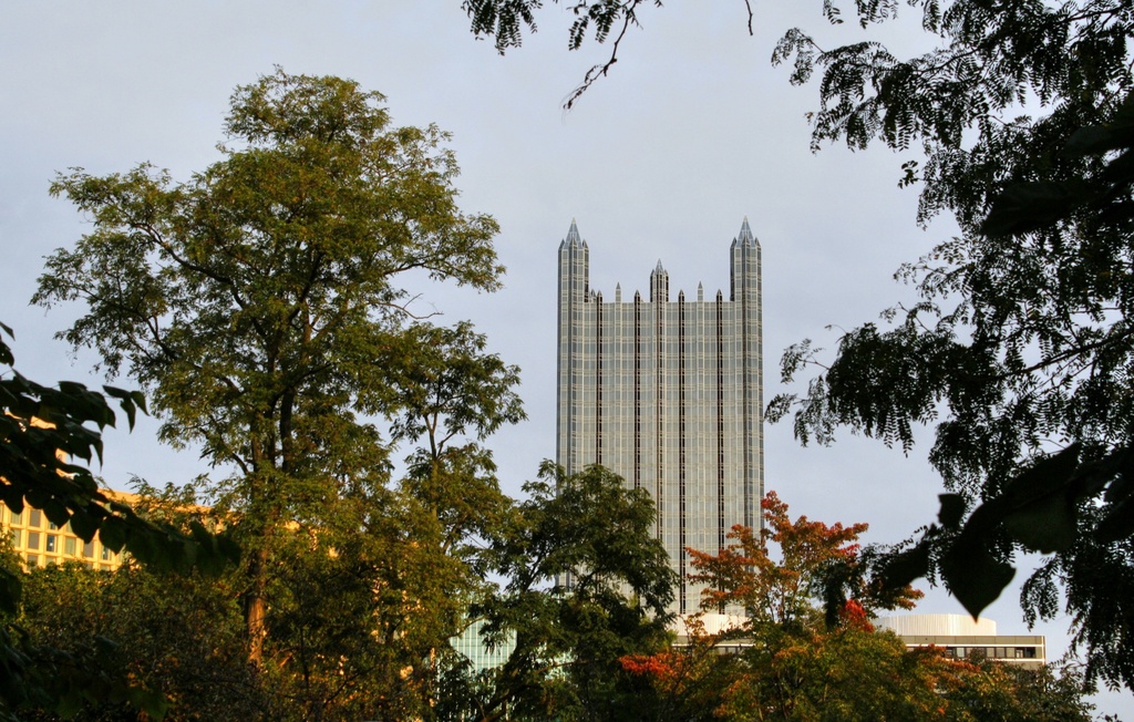 PPG Building through the trees by mittens