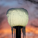 Lamp post with icicles at sunset! by fayefaye