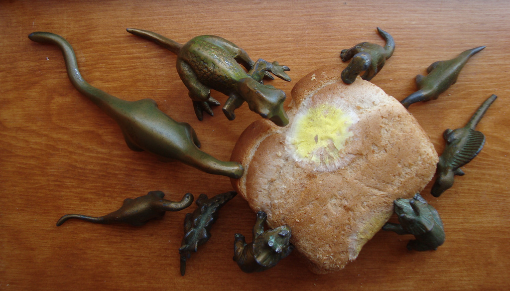 The dinosaurs investigate the moldy bread by mcsiegle