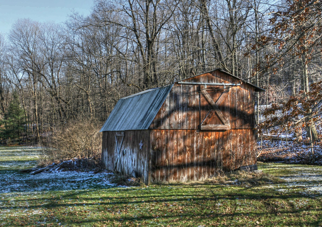 Shed in winter by mittens