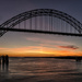 Centered Newport Bridge At Sunset  by jgpittenger