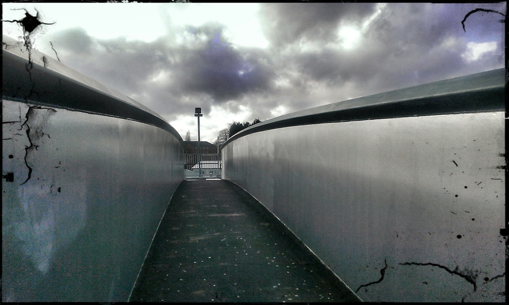 Walking Over The Basford Tram & Train Bridge 2 by phil_howcroft