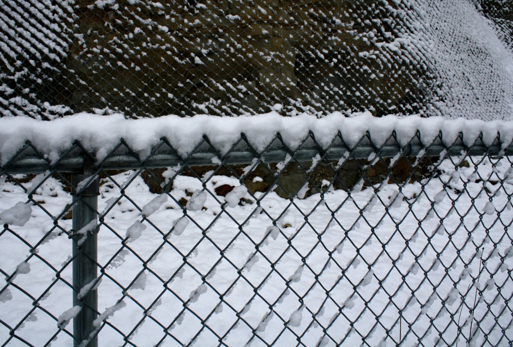 Fence with snow by mittens