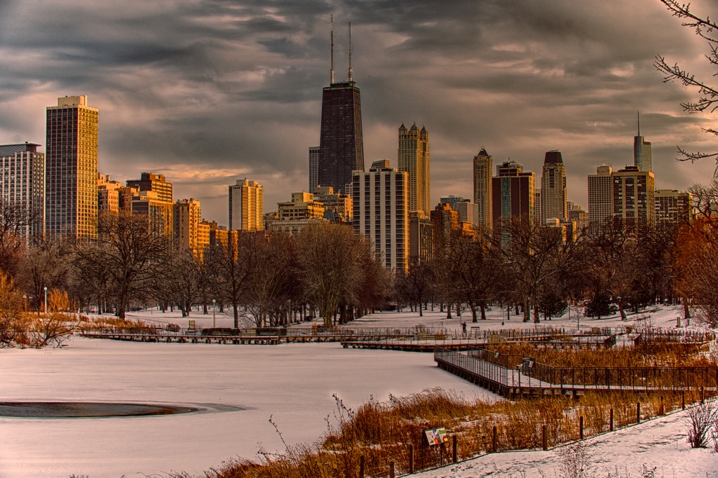Winter's Golden Hour from Lincoln Park Zoo by taffy