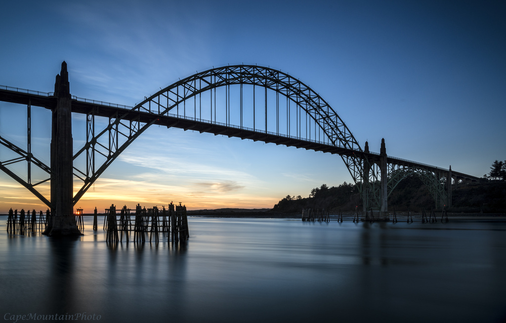 Newport Bridge Sunset Still Water by jgpittenger