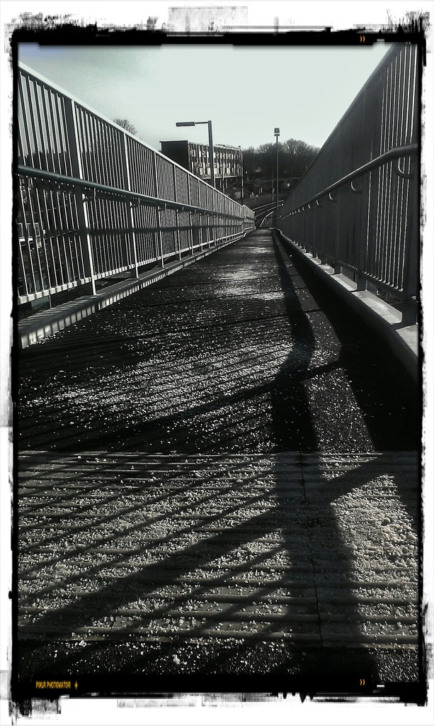 Walking Over The Basford Tram & Train Bridge 4 by phil_howcroft