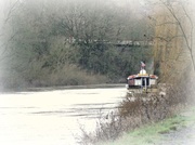26th Jan 2014 - The boat on the swollen Severn 