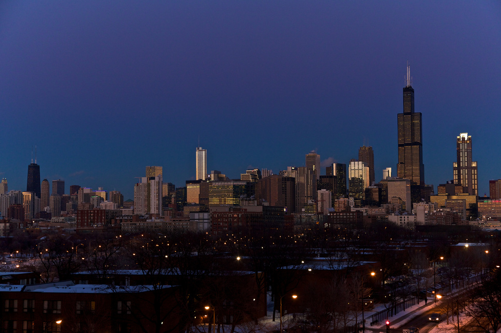 Frozen Chicago Skyline by jyokota