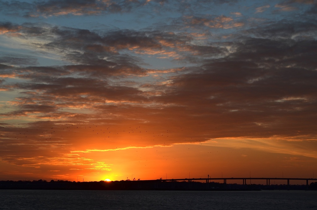 Sunset over The Battery and Charleston Harbor, Charleston, SC by congaree