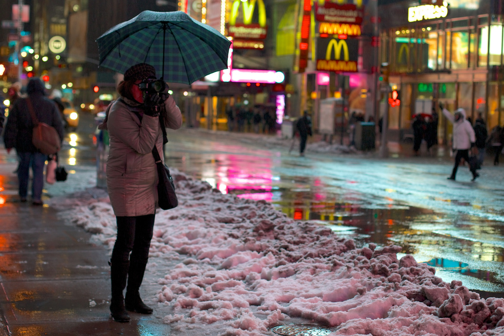 A Rainy/Snowy/Slushy Night in Times Square by jyokota